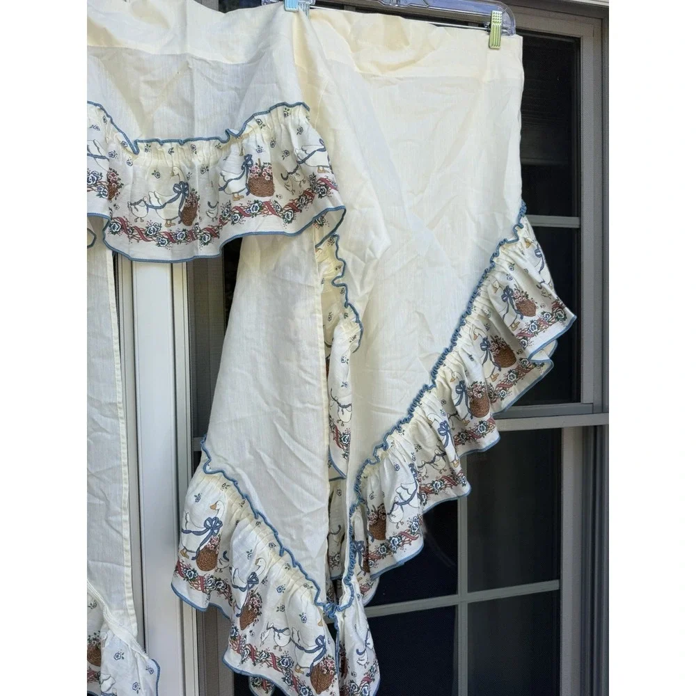 Vintage Goose Curtain Valance Cafe Blue Goose 3 piece set